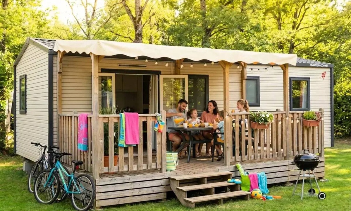 Saint-Gerons House | Camping Les Rives du lac Cantalès * - 3 bedroom mobile home Familia 6 people