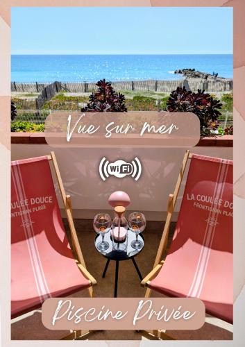Frontignan Apartment | Studio Vue mer, Piscine, Wifi, Climatisation, Parking privé, Terrasse 1ère ligne - La Coulée Douce