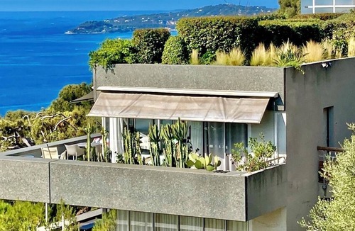 Cap d'Ail Apartment | Exceptional view, standing terrace overlooking the Merc bathing beaches 5m Monac