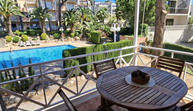 APARTMENT NEXT TO COVE DEL PI. AND OTHER BEAUTIFUL BEACHES. VIEW OVER POOL.