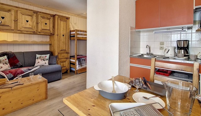 Cozy studio at ski slopes with balcony