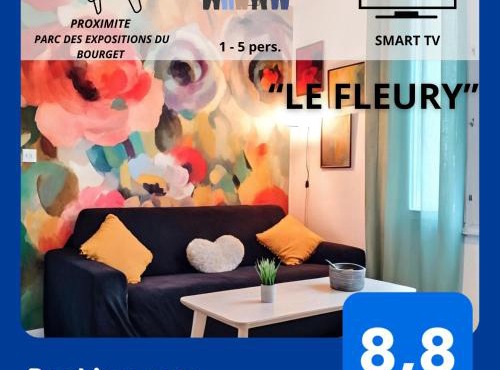 Le Fleury appartement moderne 2 chambres, à côté du salon du Bourget