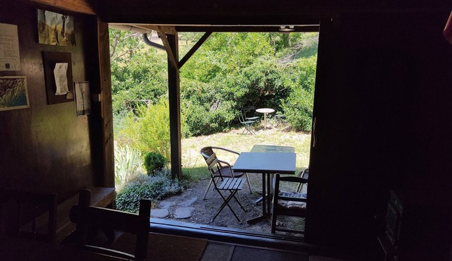 Small cabin in the middle of the mountains