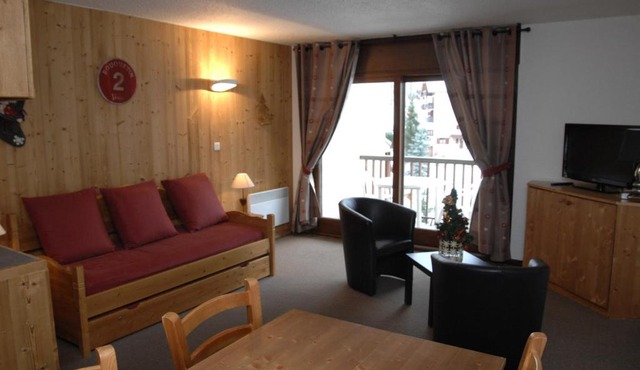 Studio cabine sud, 4 pers, balcon, casier à skis - FR-1-263-380
