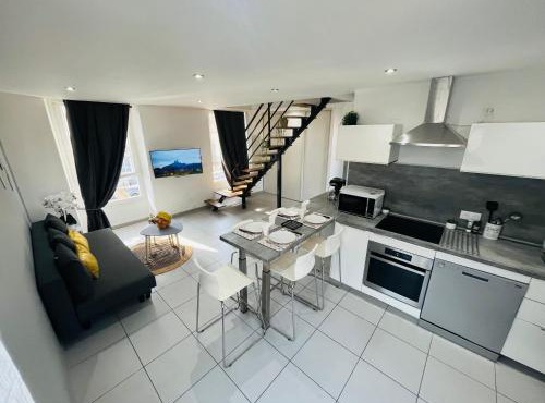 SUPERBE DUPLEX DESIGN NEUF 2 CHAMBRES, CLIMATISE TOUT CONFORT, FACILE D,ACCES STATIONNEMENT GRATUIT