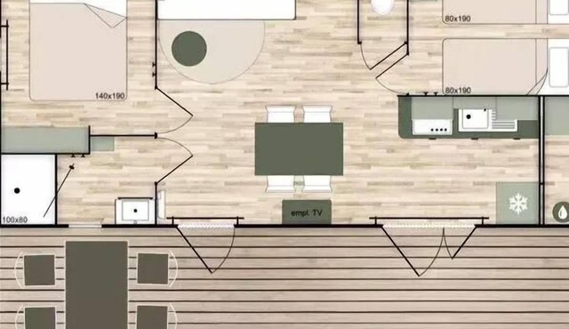 Terracotta Superior Mobile Homeeur 3 -Bedroom, Sleeps 4 + TV